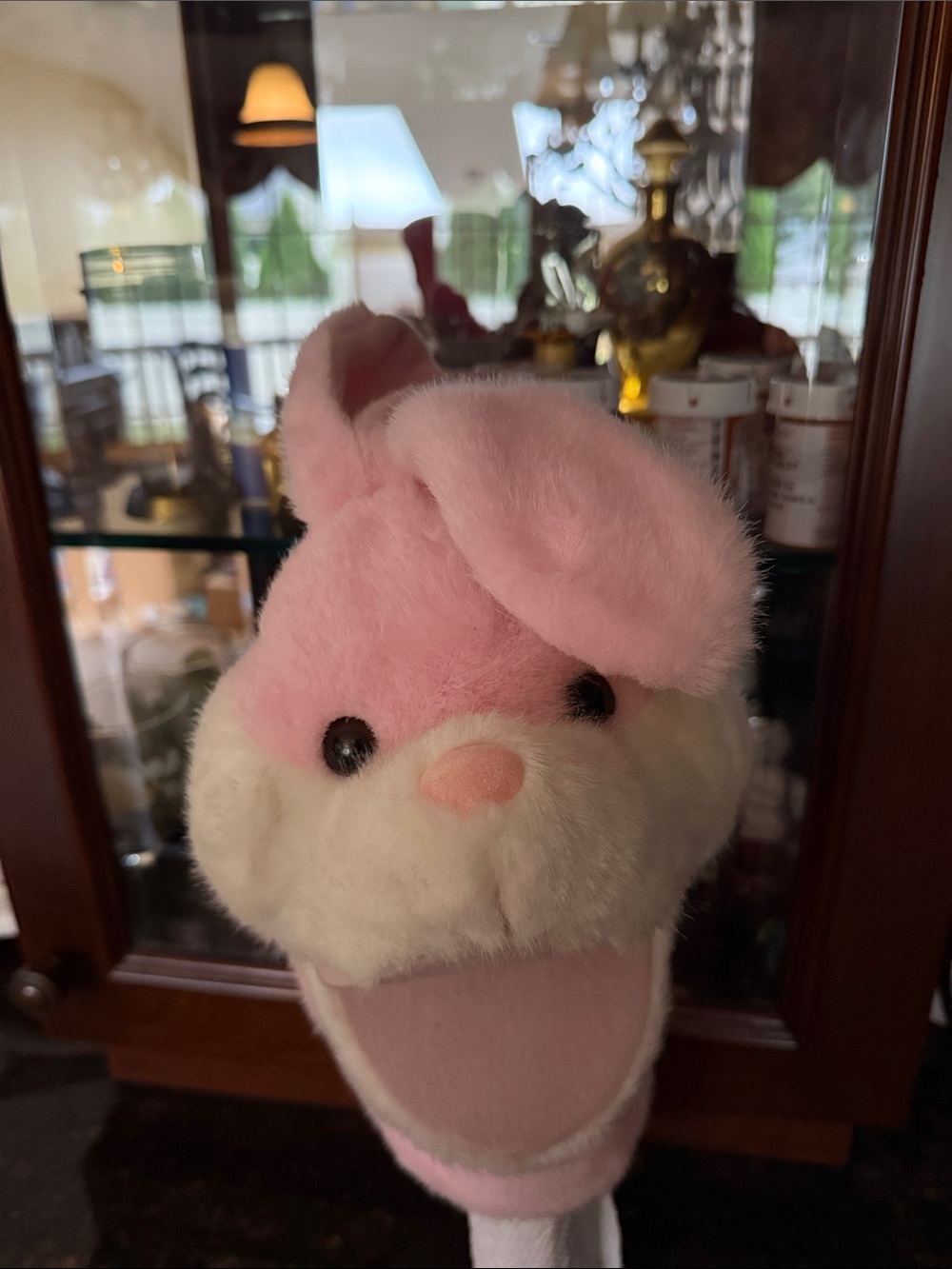 Plush Pink & White Bunny hand puppet